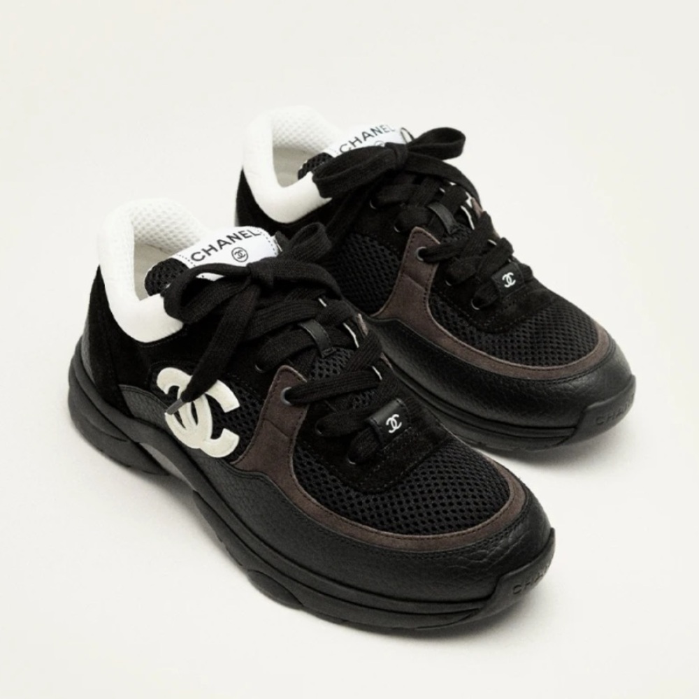 CHANEL Monochrome Mesh and Suede Sneakers